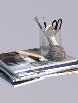 书本带笔架c4d模型免费下载