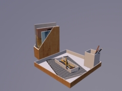 文具带文具c4d模型免费下载