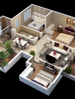 欧式立体户型场景